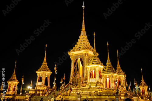 BANGKOK  THAILAND - NOVEMBER 2 2017  The Royal Crematorium for HM King Bhumibol Adulyadej at Sanam Luang. After the ceremony was completed  the crematorium was open for the public.