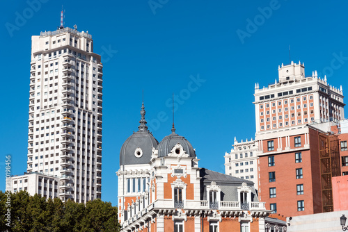 Typical buildings seen in Madrid, Spain photo