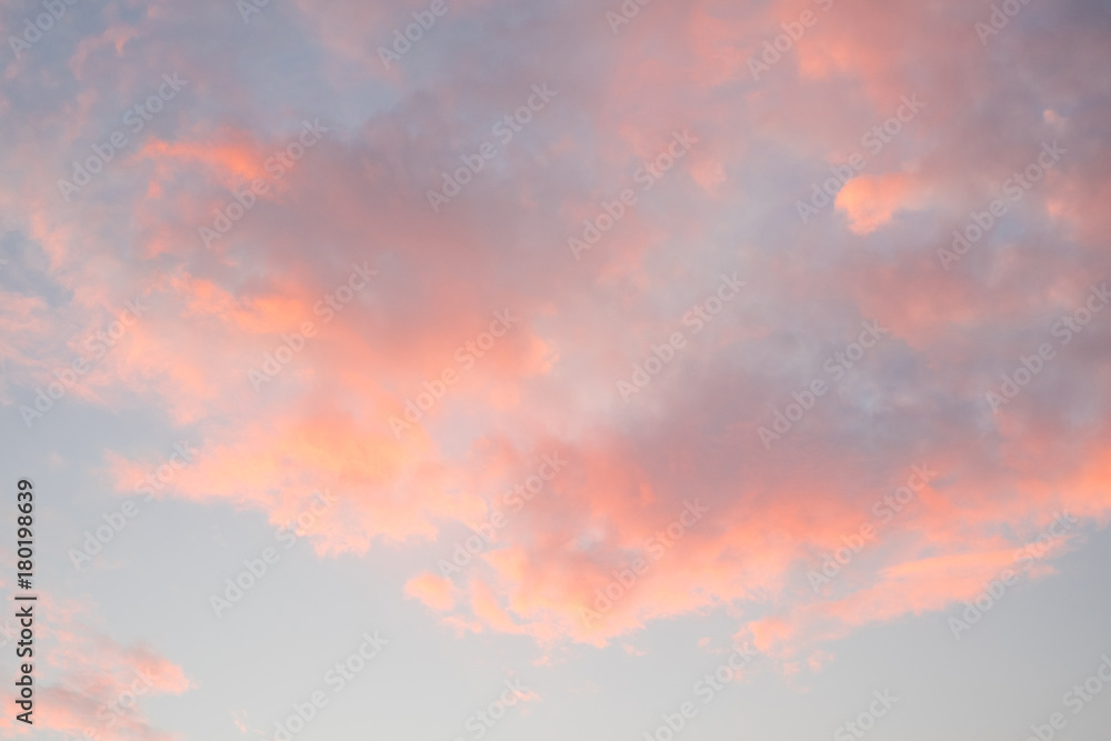 Pastel pink and purple color of sunset sky clouds Beauty natural background.