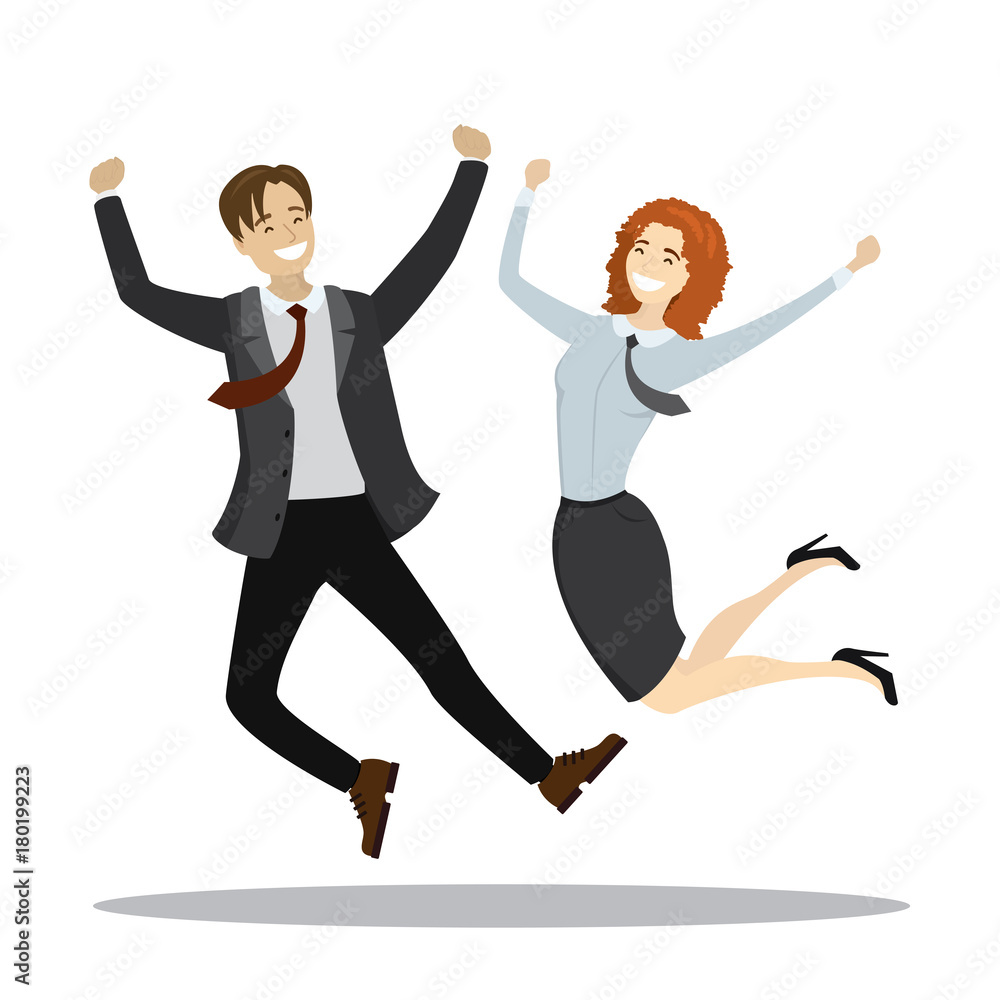 Successful business people are jumping,isolated on white background, Successful business people are jumping,isolated on white background,