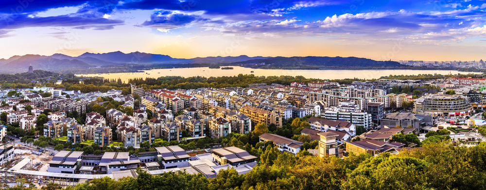 Urban architectural landscape and skyline of Hangzhou