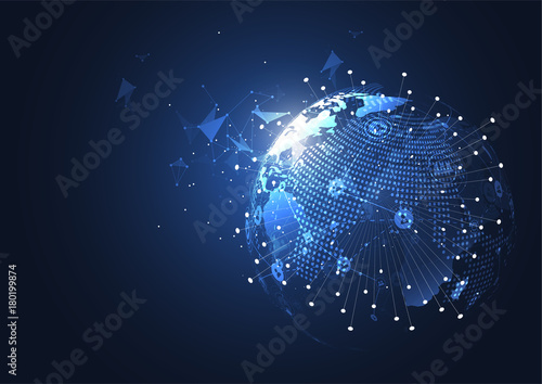 Global network connection. World map point and line composition concept of global business. Vector Illustration