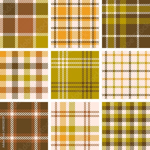 set of plaid seamless pattern for fall season