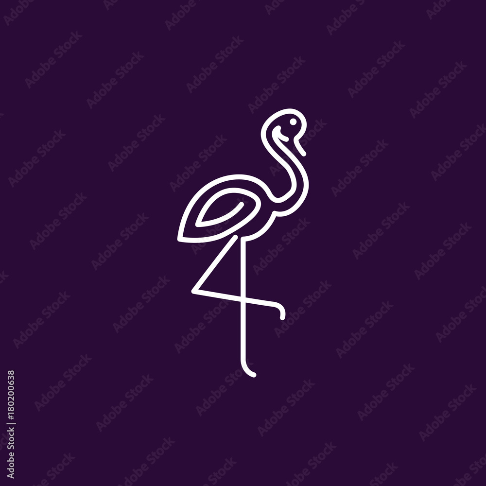 Fototapeta premium Flamingo Line Logo Icon