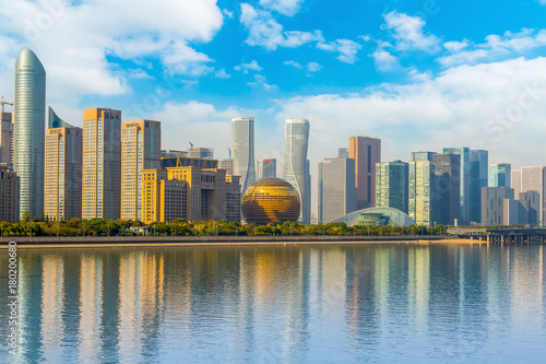 Urban architectural landscape and skyline in the financial district