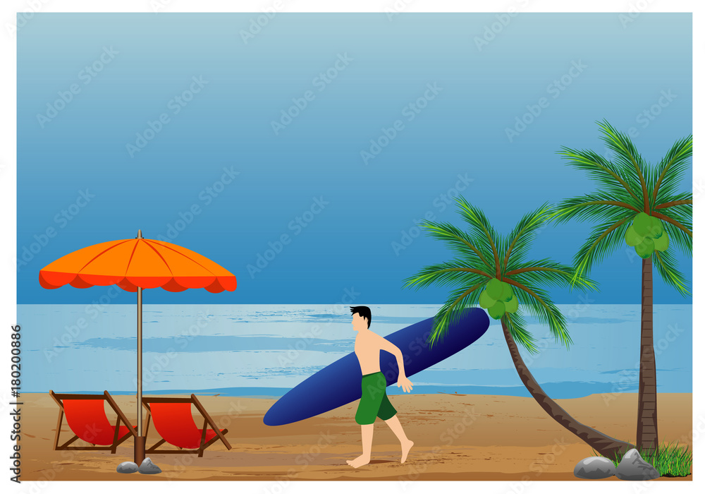 one man with surf at sea vector design