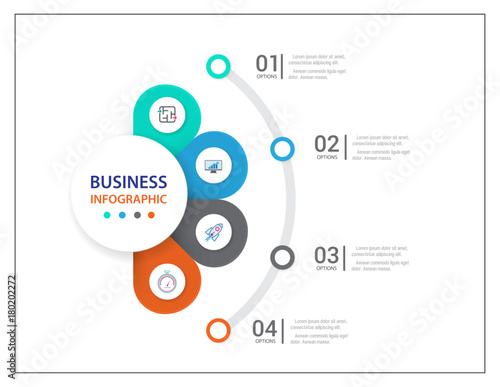 Modern infographics process  with connected , icons and text for 4 steps.