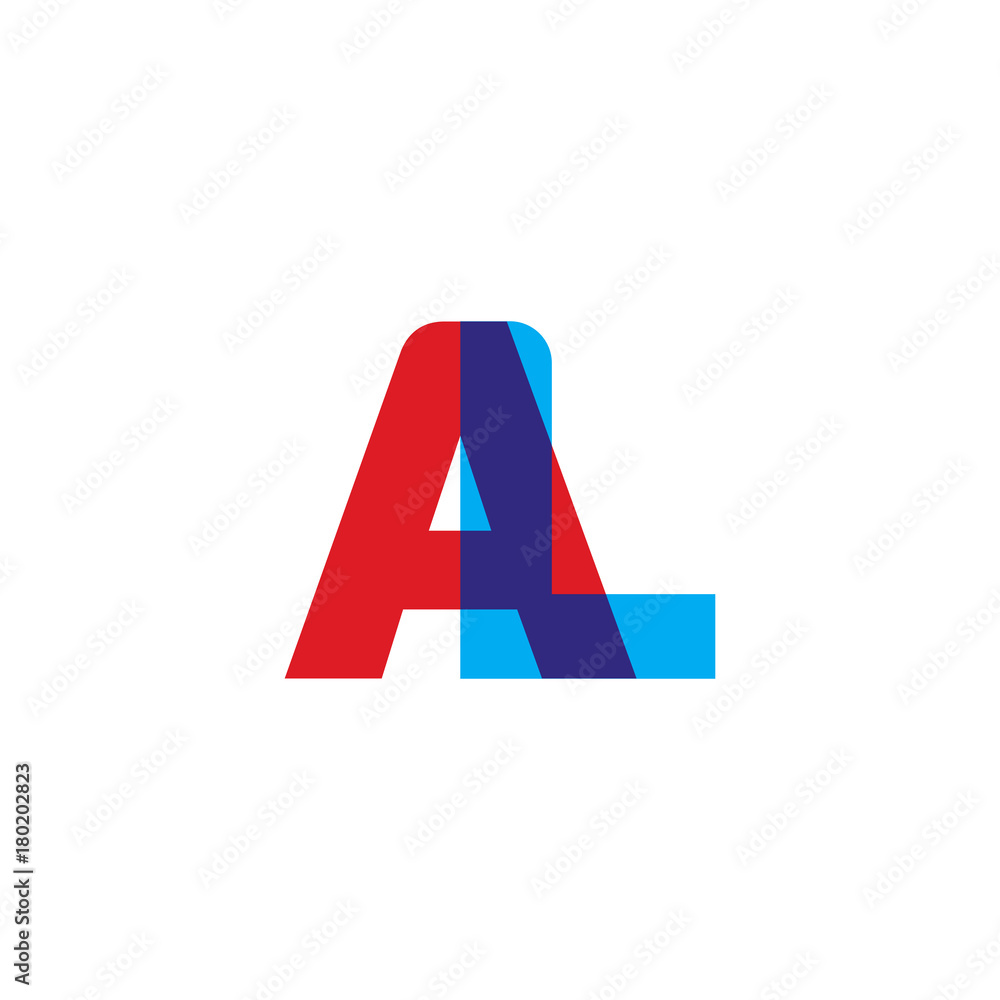 Initial letter AL, overlapping transparent uppercase logo, modern red blue color Initial letter AL, overlapping transparent uppercase logo, modern red blue color