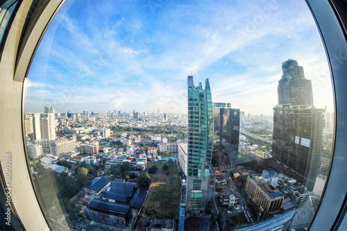 Bangkok cityscape fisheye view 