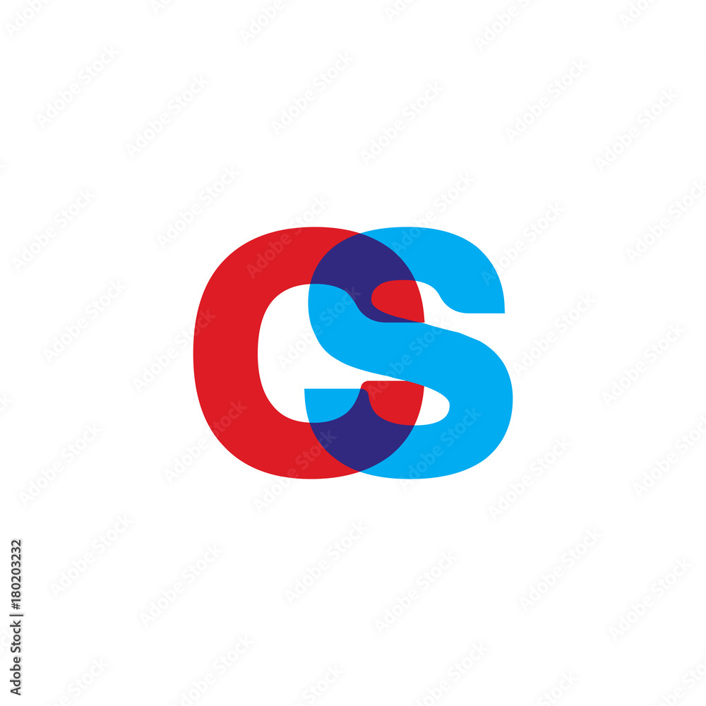 Initial letter CS, overlapping transparent uppercase logo, modern red blue color Initial letter CS, overlapping transparent uppercase logo, modern red blue color