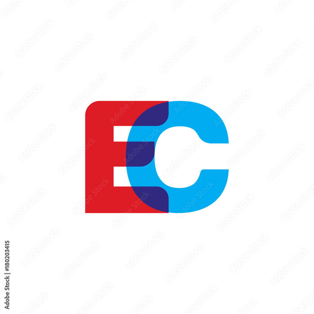 Initial letter EC, overlapping transparent uppercase logo, modern red blue color Initial letter EC, overlapping transparent uppercase logo, modern red blue color