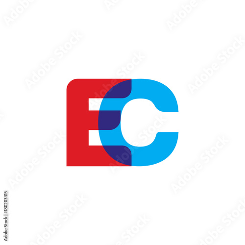 Bild auf Leinwand Initial letter EC, overlapping transparent uppercase logo, modern red blue color