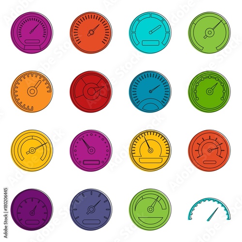 Speedometer icons doodle set