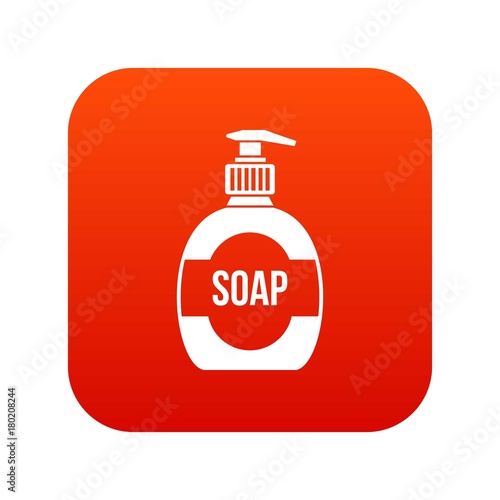 Bottle of liquid soap icon digital red