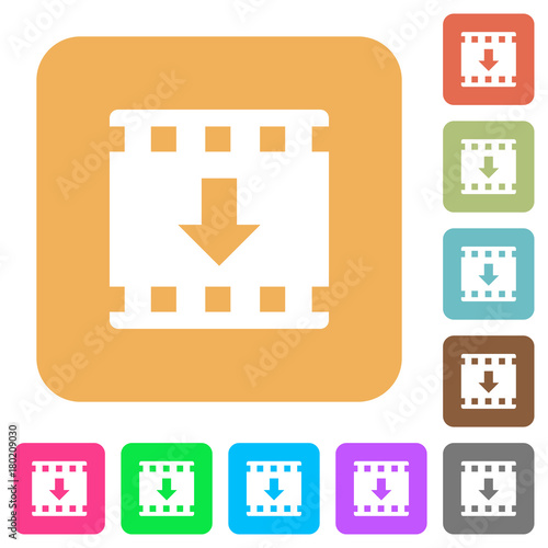 Move down movie rounded square flat icons