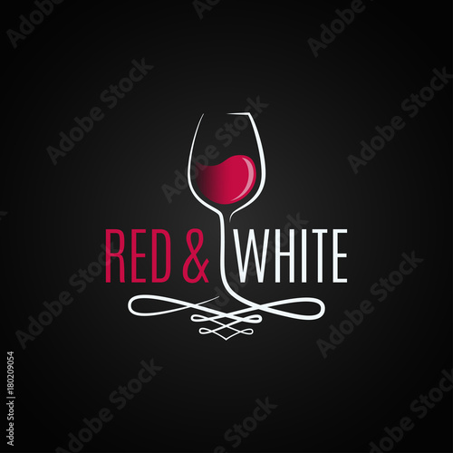 wine glass logo. Red and white wine vintage design background