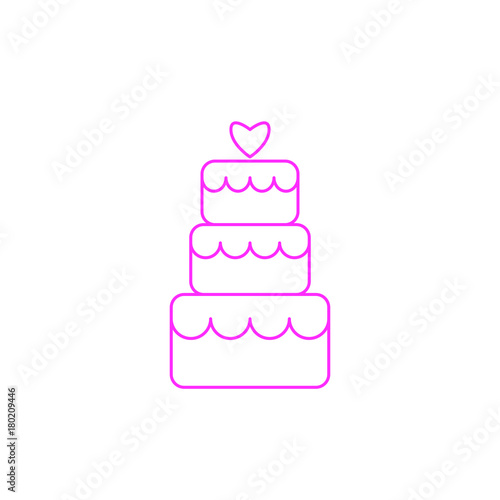 Wedding cake vector icon. Outline cake icon on white background.
