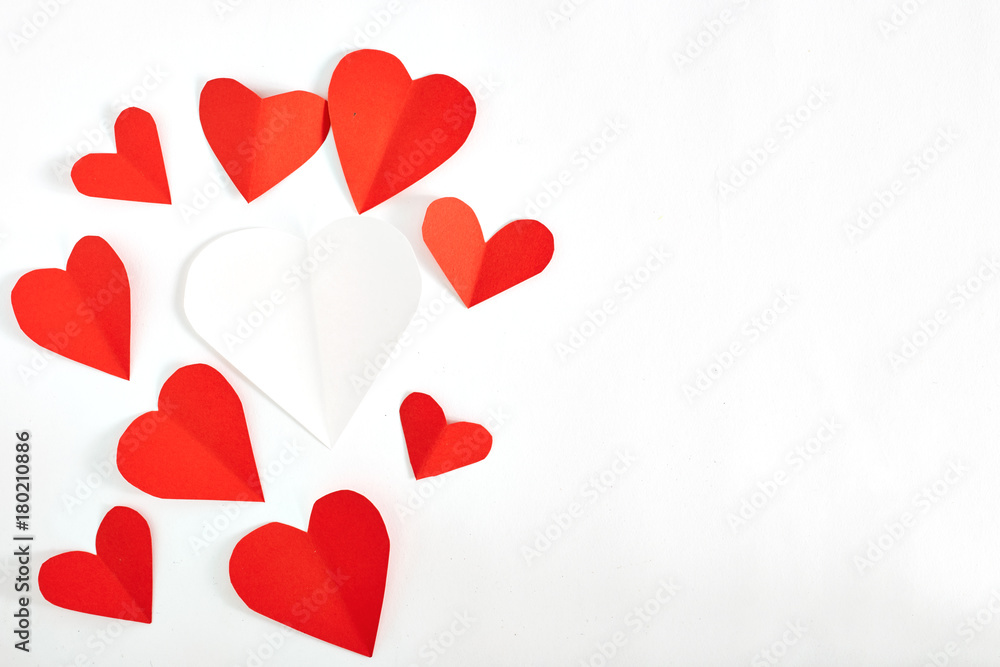 Valentines day background with cut paper heart