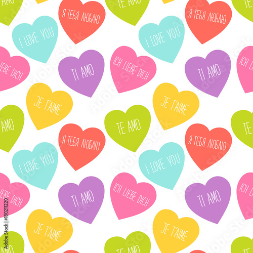 Cute retro seamless Valentines Day pattern with hearts