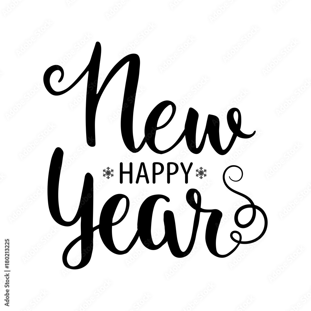 Vector hand drawn greeting lettering. Happy new year. Vector hand drawn greeting lettering. Happy new year.