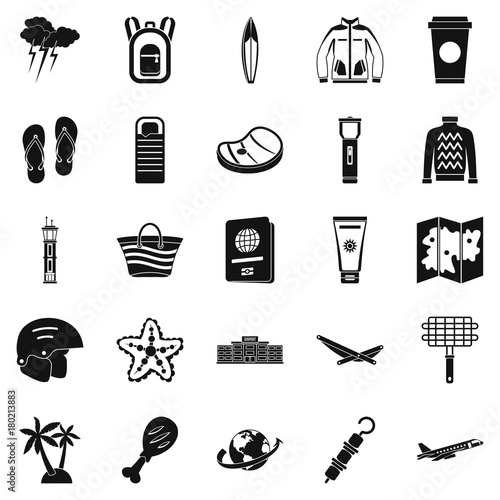 Month of rest icons set, simple style