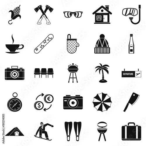 Leave of absence icons set, simple style