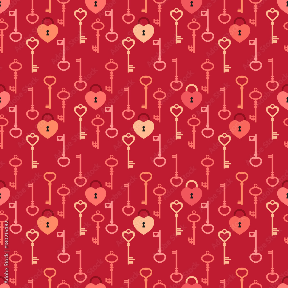 Cute Valentines day seamless pattern with keys and locks Cute Valentines day seamless pattern with keys and locks