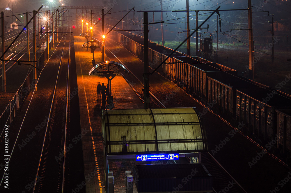 Fototapeta premium Railway station at night
