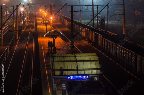 Railway station at night