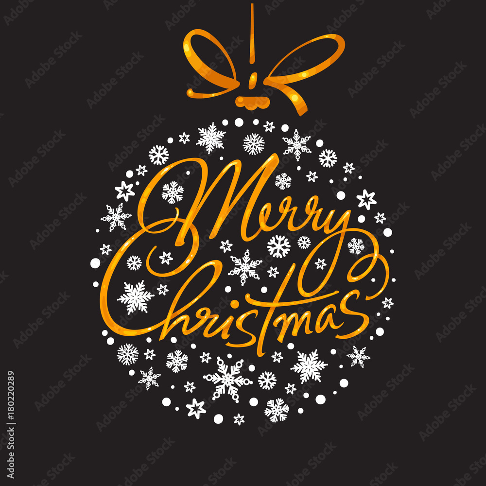 Fototapeta premium Merry Christmas handwritten lettering