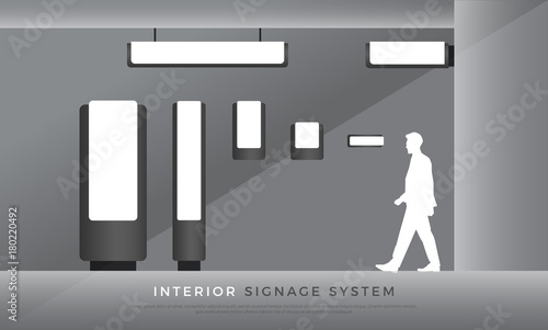 interior signage. direction, directory, room name signage system design template set. empty space for logo, text, color corporate identity
