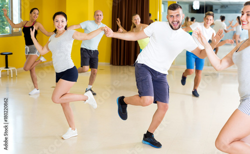 People dancing rock-and-roll in the hall