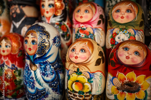 Matryoshka is a Russian wooden toy in the form of a painted doll © DedMityay
