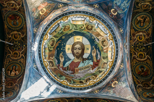 Interior of the Church of the Saviour on Spilled Blood in St. Petersburg  Russia