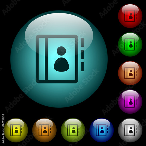 Contacts icons in color illuminated glass buttons
