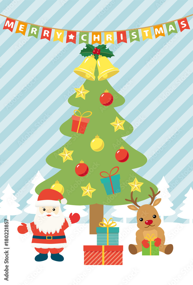 クリスマス サンタクロースとトナカイ クリスマス サンタクロースとトナカイ