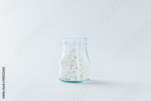 glass jar with marshmallows