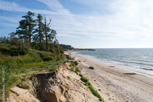 Fototapeta Naklejka Na Ścianę i Meble -  Empty beach by the Baltic Sea in Karosta outside Liepaja, Latvia