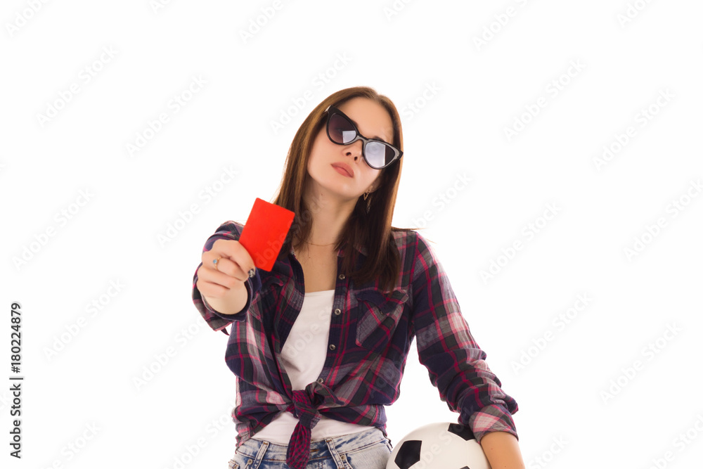 Young cute girl with soccer ball, isolated Young cute girl with soccer ball, isolated