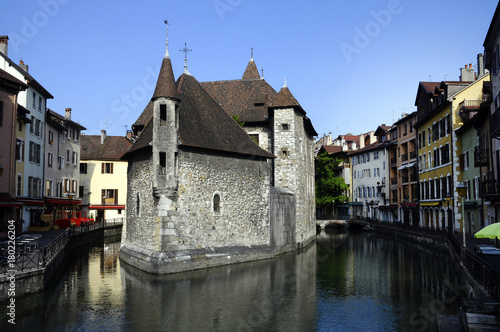 Annecy city, Thiou canal and old prison, Savoy, France