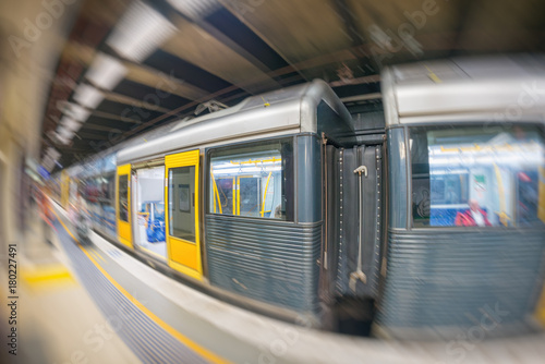 Photography SYDNEY - OCTOBER 2015: Sydney subway train arrives at station