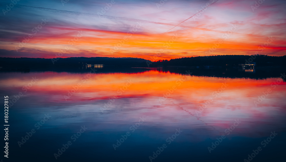 Ukiel Lake Olsztyn sunset, zachód słońca nad jeziorem ukiel