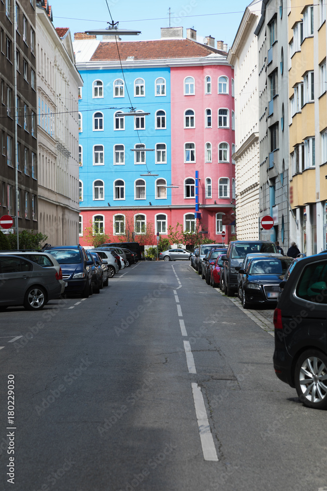 Colored 19th century houses, Wien
