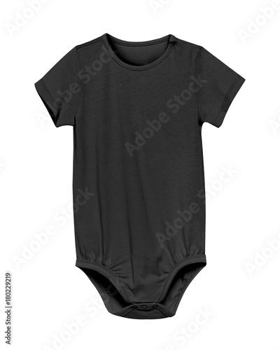 Black short baby rompers with empty space isolated on white