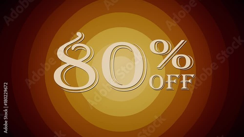 80 percent off discount text jumping seamless loop animation - new quality retro vintage motion joyful addvertisement commercial video footage photo