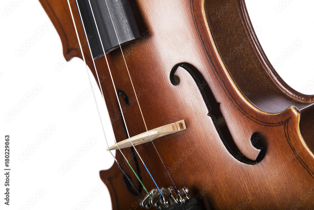 Close-up of Violin, Viola on White Background Close-up of Violin, Viola on White Background