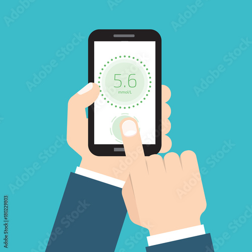 Cholesterol Meter app for smartphone or tablet. Vector illustration.