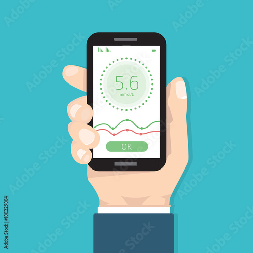 Cholesterol Meter app for smartphone or tablet. Vector illustration.