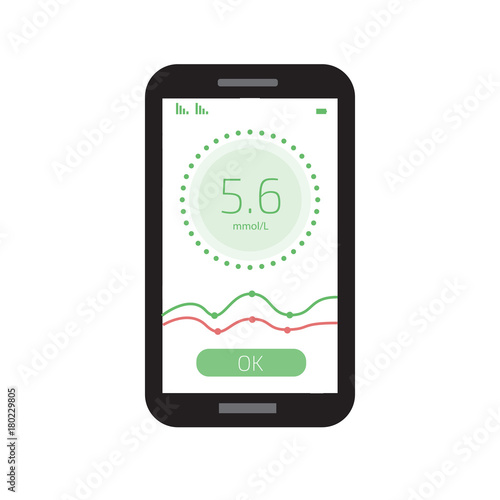 Cholesterol Meter app for smartphone or tablet. Vector illustration.