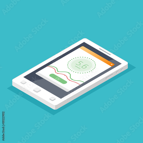 Cholesterol Meter app for smartphone or tablet. Vector isometric illustration.